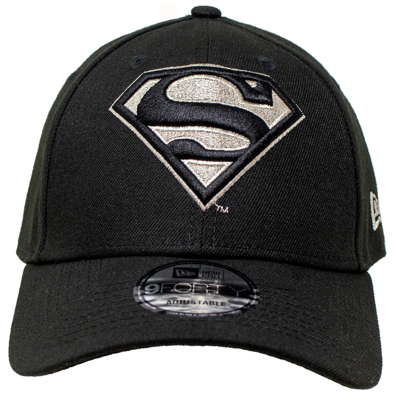 Superman Silver Symbol New Era 9Forty Adjustable Hat Black