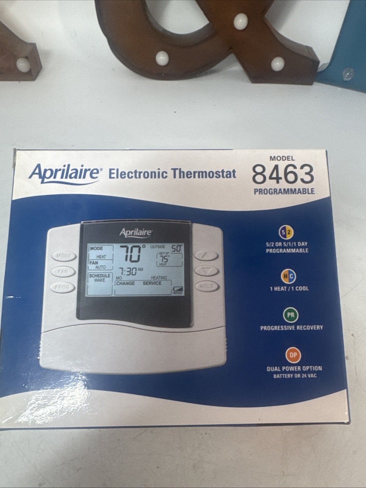 AprilAire 8463 Programmable Thermostat dual powered thermostat- 1-heat/1-cool