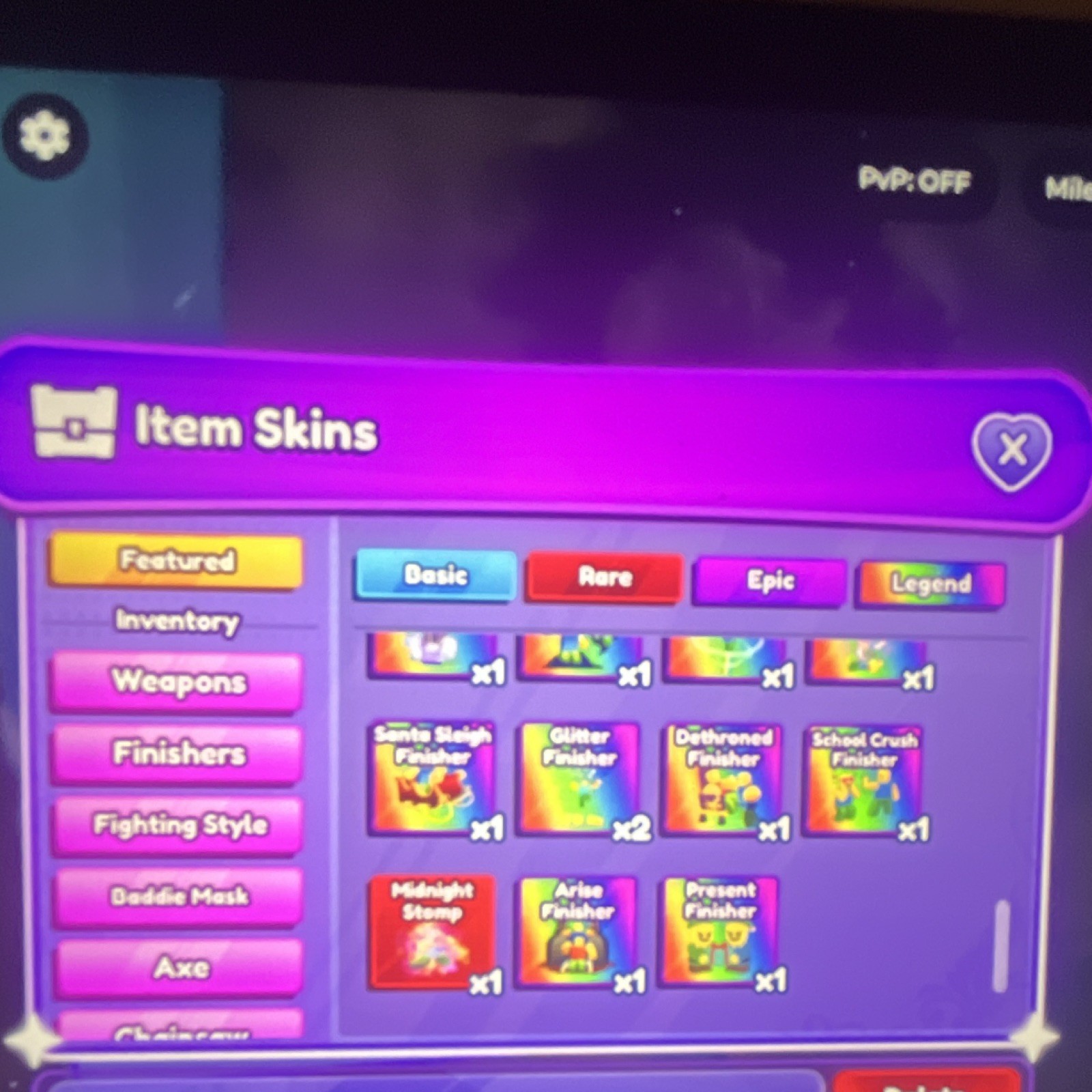 Item Skins Collection with Multiple Rarities - Knuckles, Axes, Chainsaws