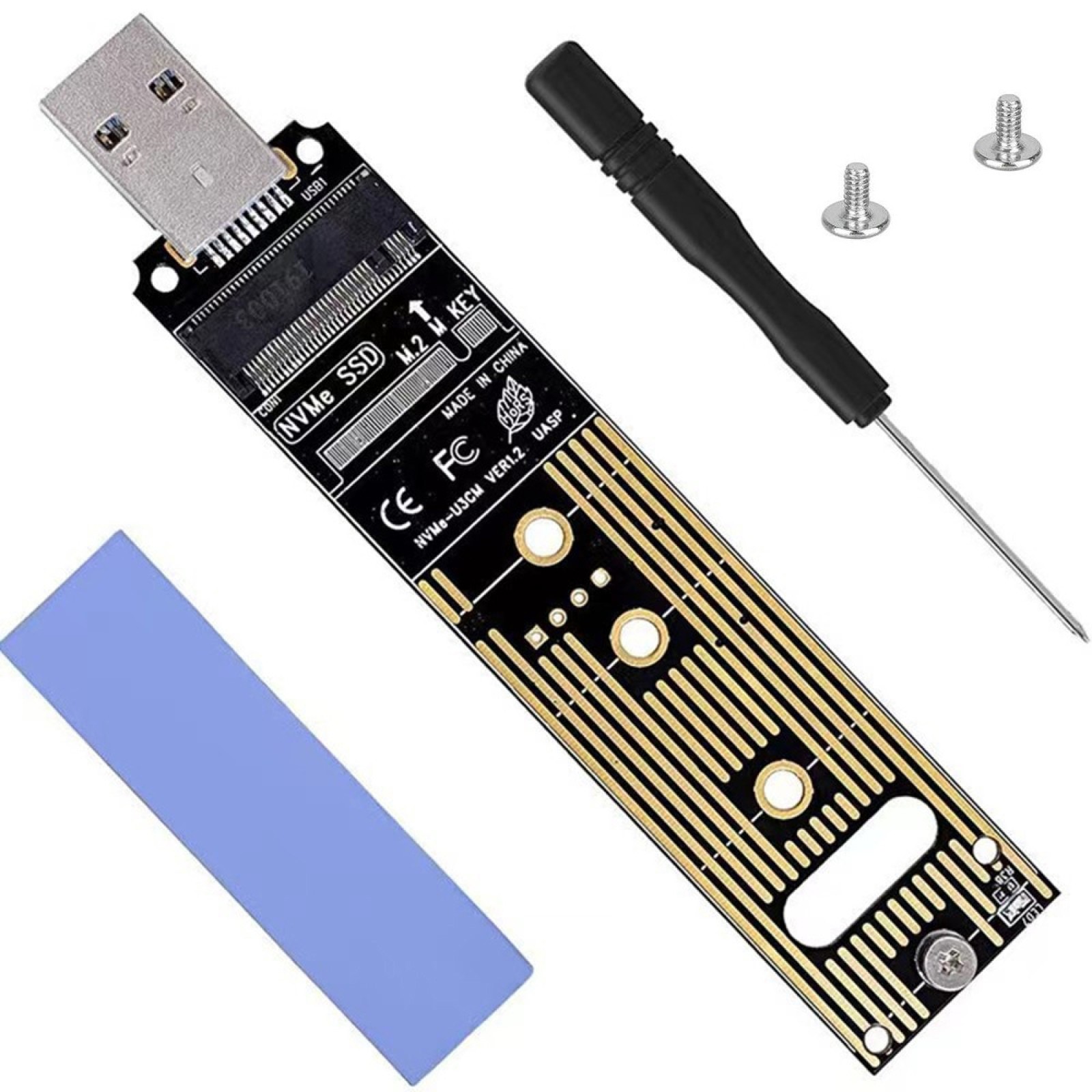 Aluminum M.2 NVME SSD to USB 3.1 Adapter for PCIe NVMe based M Key B+M Key SSD C