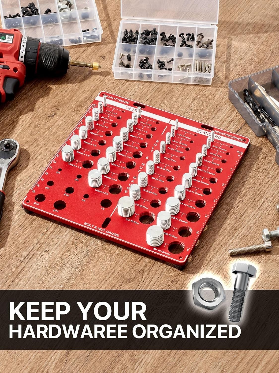 42 Nut and Bolt Thread Checker, 15 Metric & 19 Standard & 8 Drill Bit Gauge
