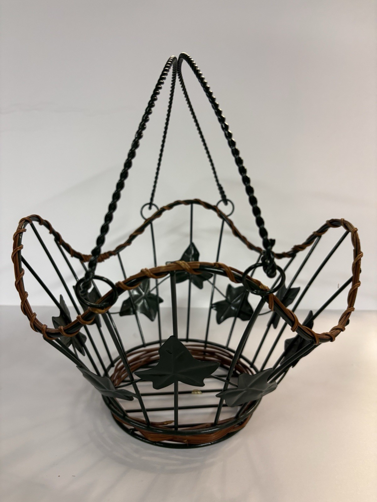 Vintage Ivy Metal & Wicker Basket