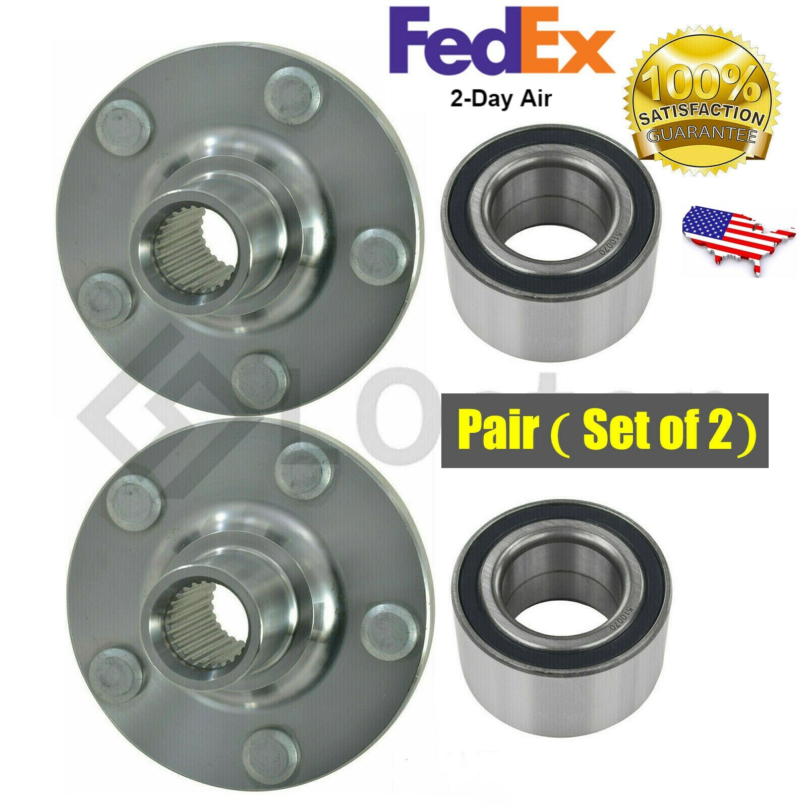 Pair(2) Front Wheel Hub & Bearing Assembly Fits 2005-2010 Scion tC
