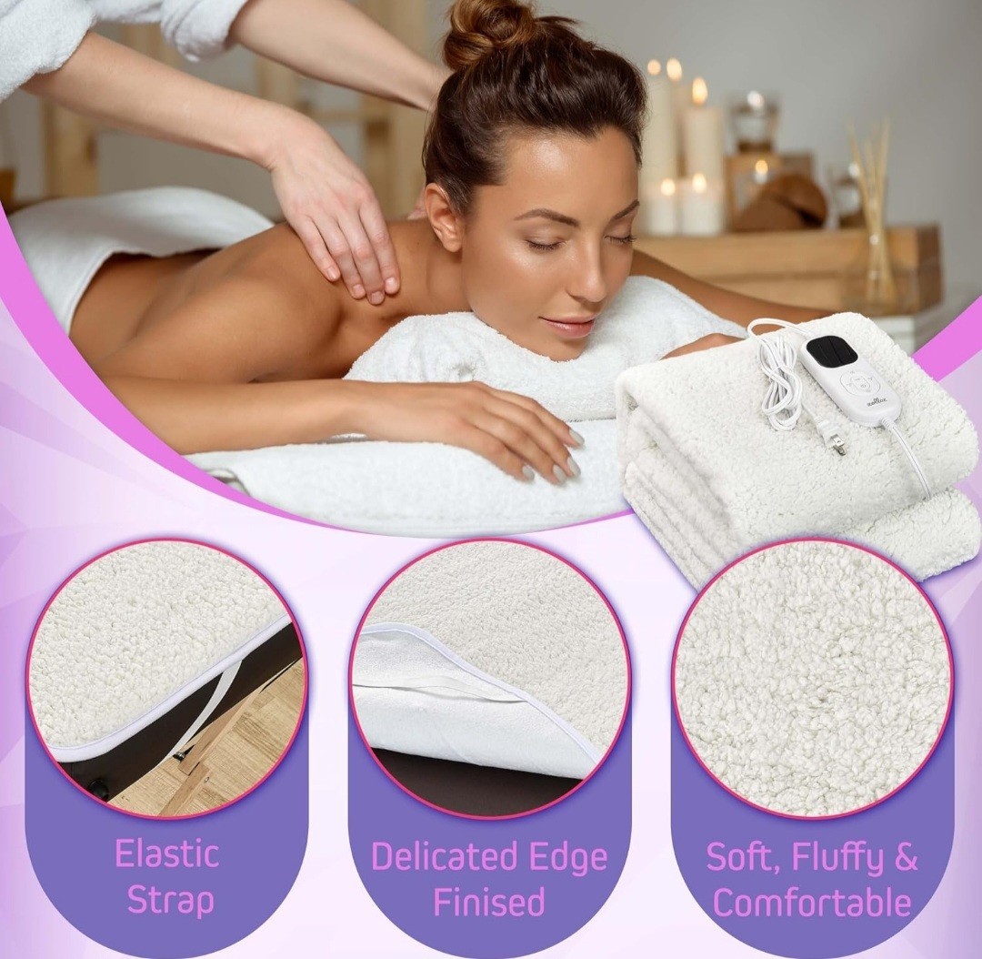 Massage Table Bed Warmer Heating Pad w/6 Heat Settings & Digital Timer 71"X30"