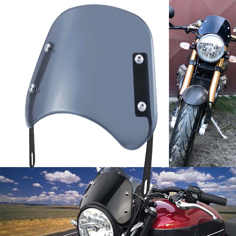 Motorcycle Universal 5"-7" Round Headlight Windshield Windscreen Fit for Yamaha