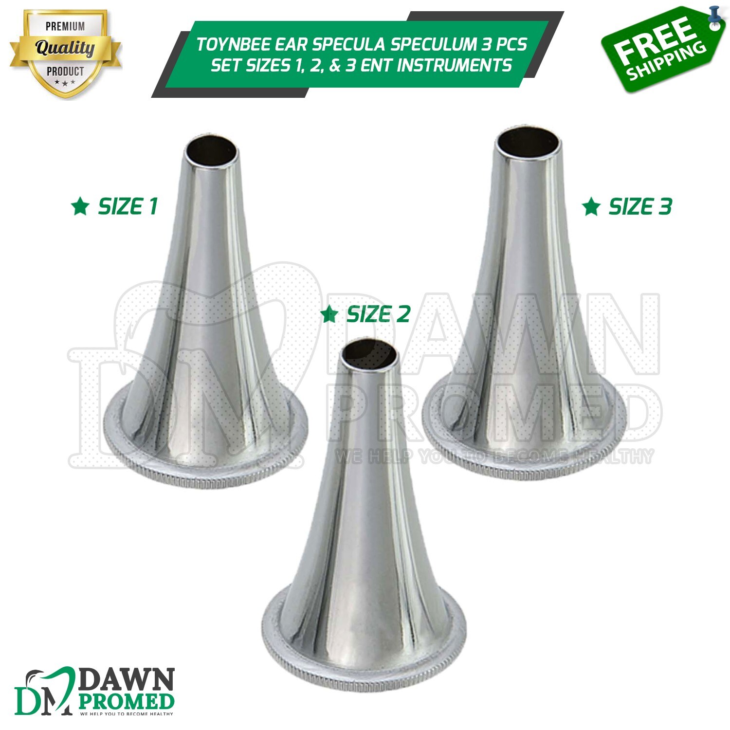 Toynbee Ear Specula Speculum 3 Pcs Set Sizes 1, 2, & 3 ENT Inst German Grade