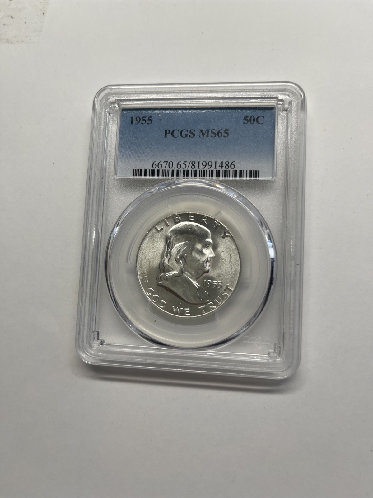1955 50C Franklin Half Dollar PCGS MS65.