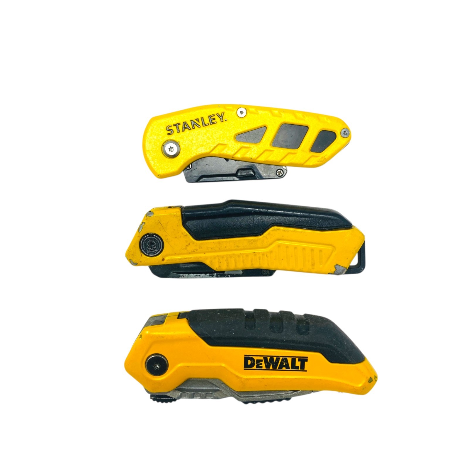STANLEY DEWALT DW10035 Folding Utility Knife Box Cutter Yellow Black Lot of 3