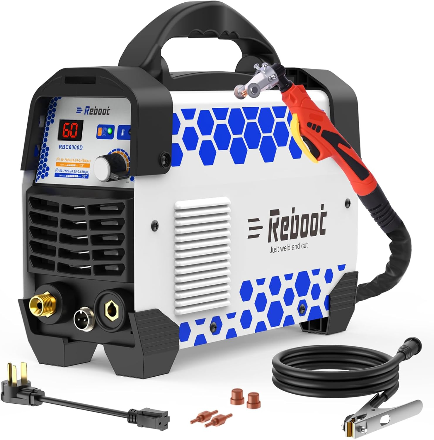Reboot RBC6000D 60A Plasma Cutter 120V/240V, 1/2" Clean Cut IGBT Inverter