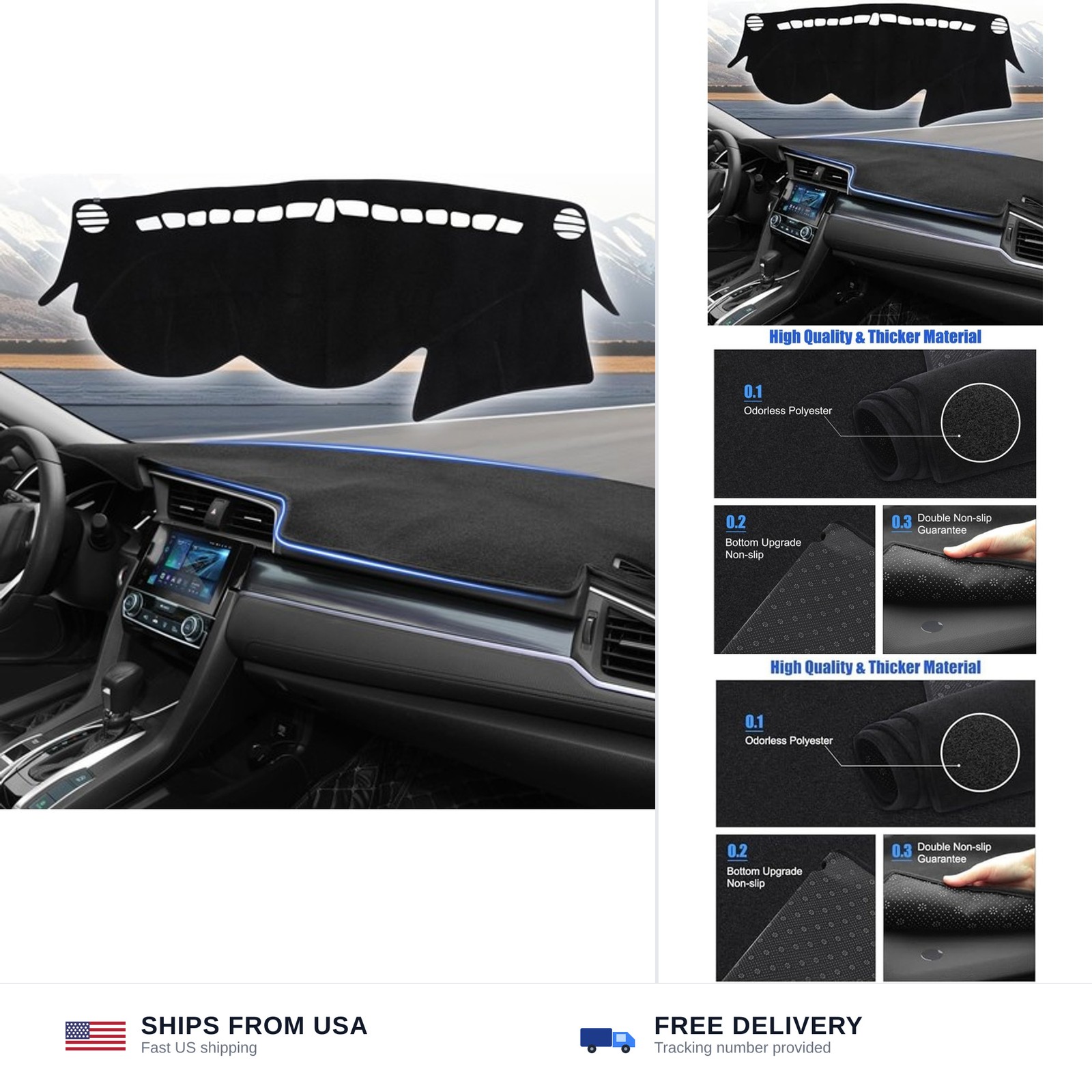 YYCKE Dashboard Dash Cover Mat for 2011-2014 Hyundai Sonata | Accurate Cutout...