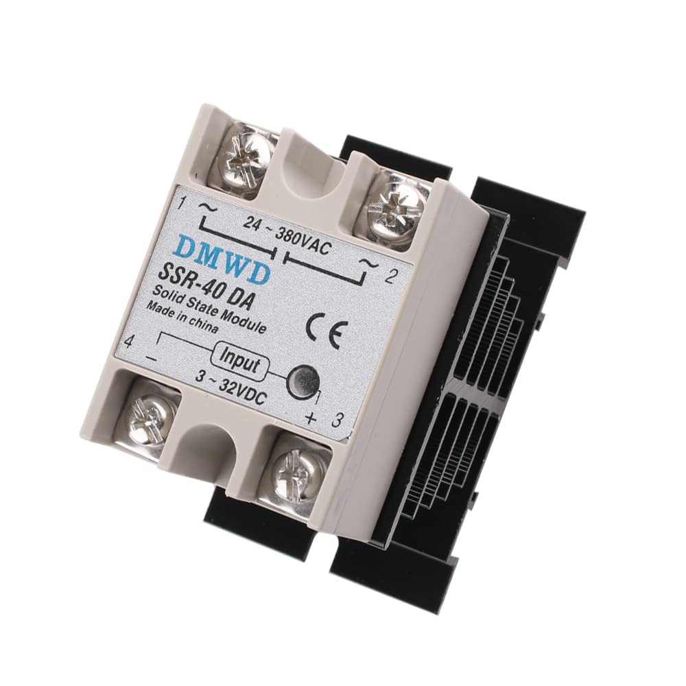 SSR-40DA Solid State Relay DC to AC (Input 3-32V DC Output 24-380V AC) with Heat