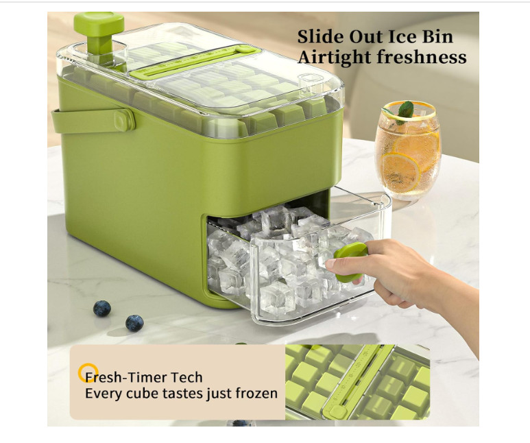 56-Cube Ice Maker with Easy Press Cap Double Layer Ice Cube Maker Ship To US