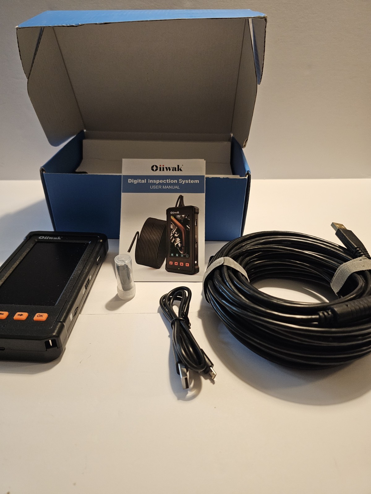 Oiiwak 49FT 8.5MM Industrial Endoscope 4.3" LCD Borescope HD Inspection Camera