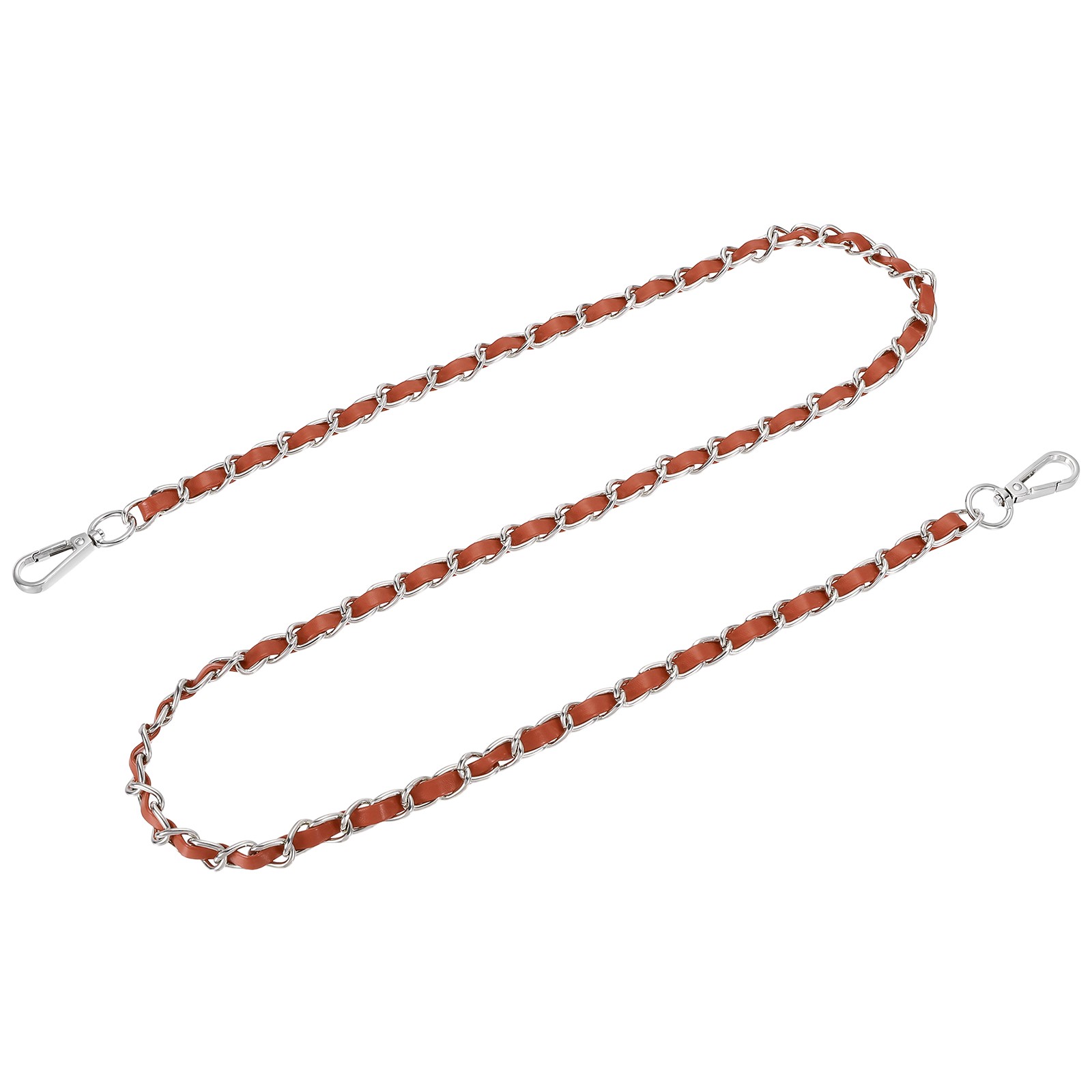 47" Purse Strap with Buckle for Shoulder and Cross Body(Brown+Silver)