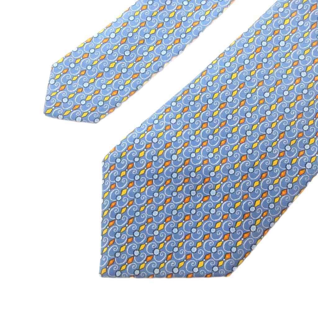 HERMES regular tie all over pattern logo silk blue AE GY47 men s