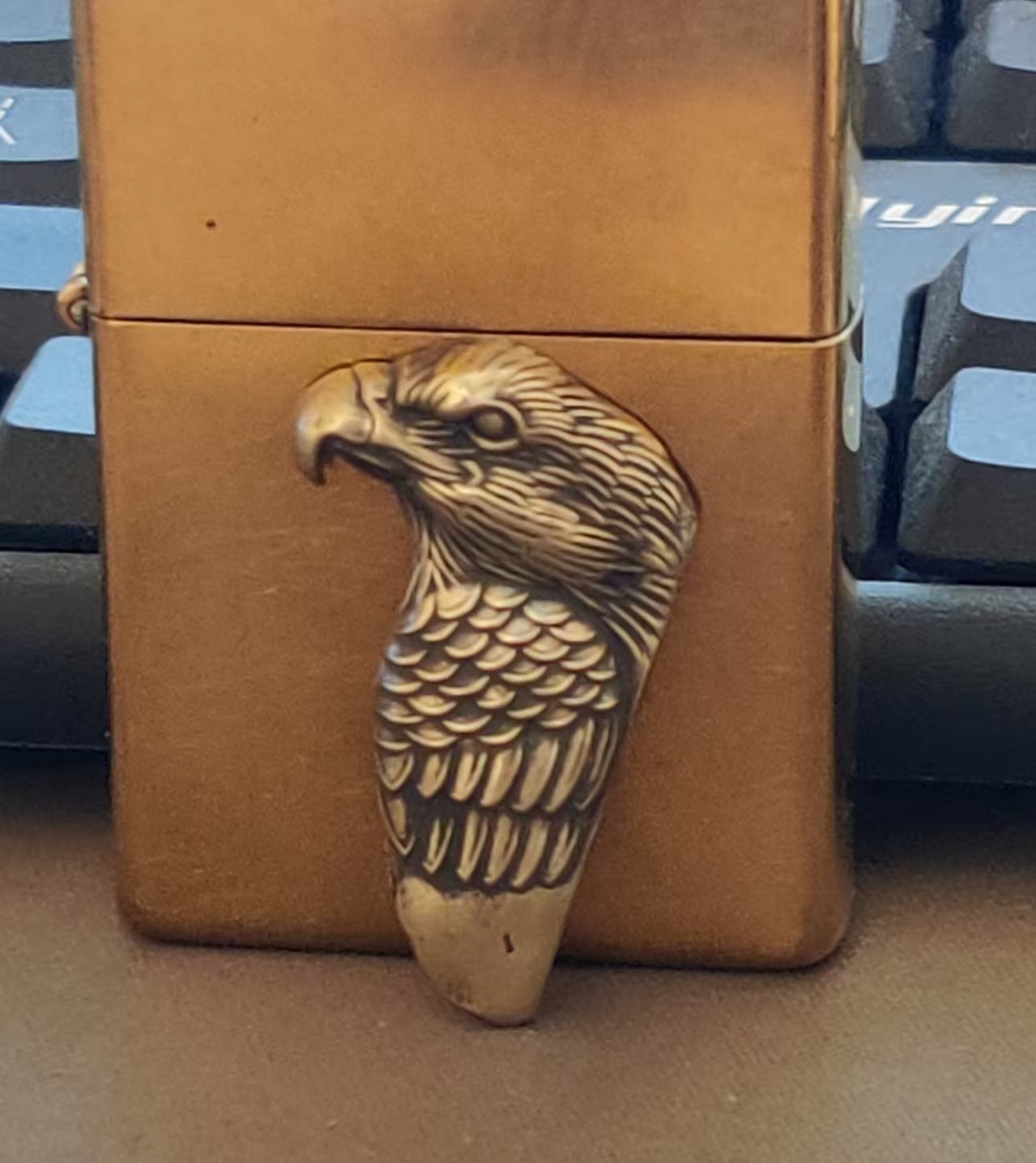 1 piece Lighter accessories Brass Eagle Head Statue DIY sticker