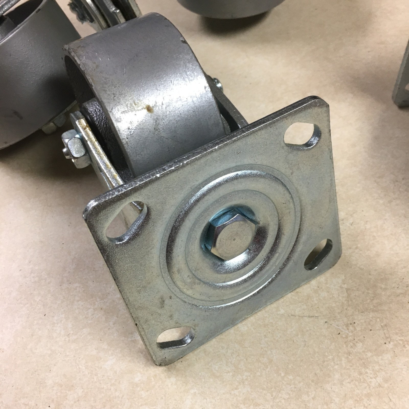 Wright 4" Steel Caster Wheel Set (2 Rigid, 2 Swivel) for Dumping Hoppers