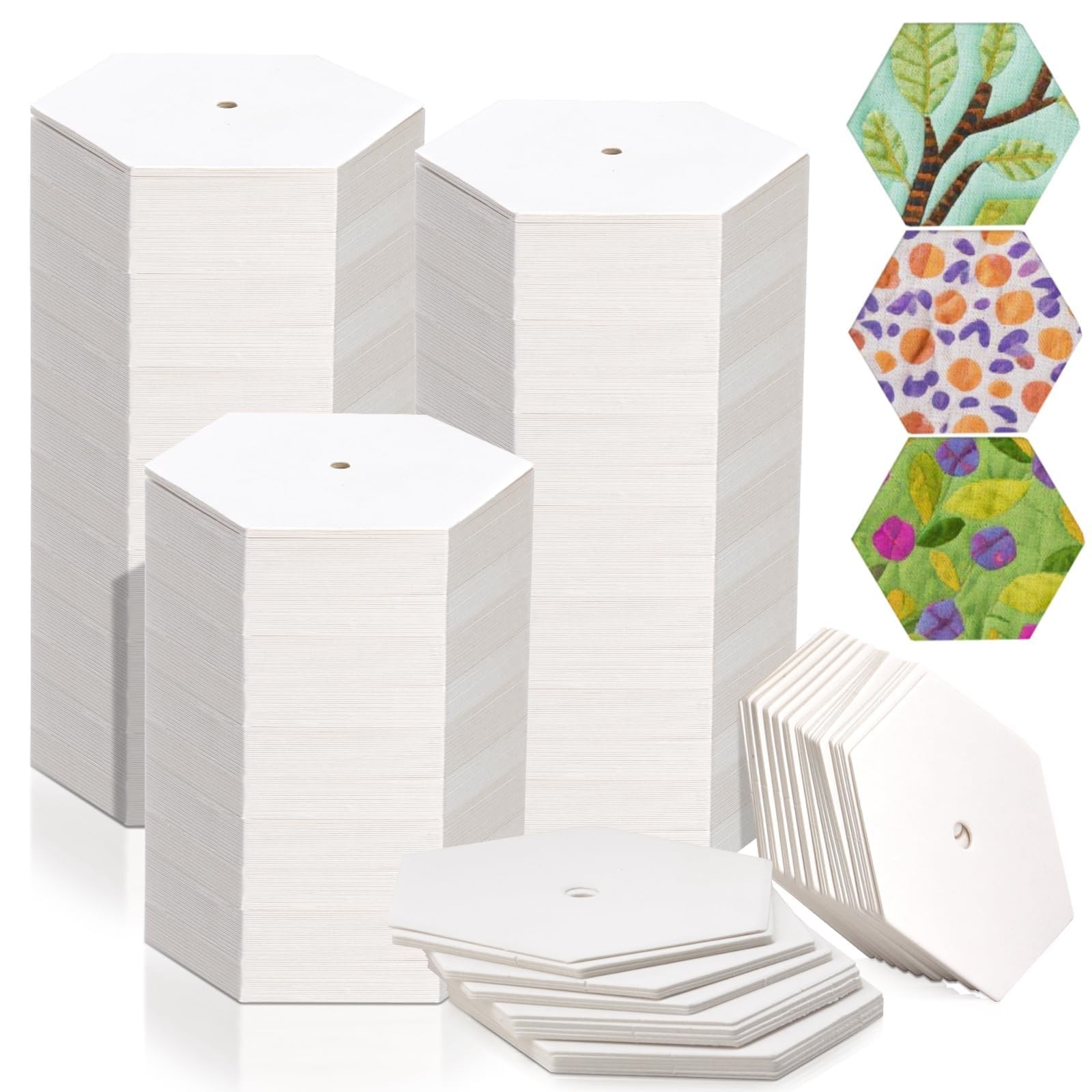 1000 PCS Hexagon Piecing Paper Templates 1 Inch White Quilting Craft Supply