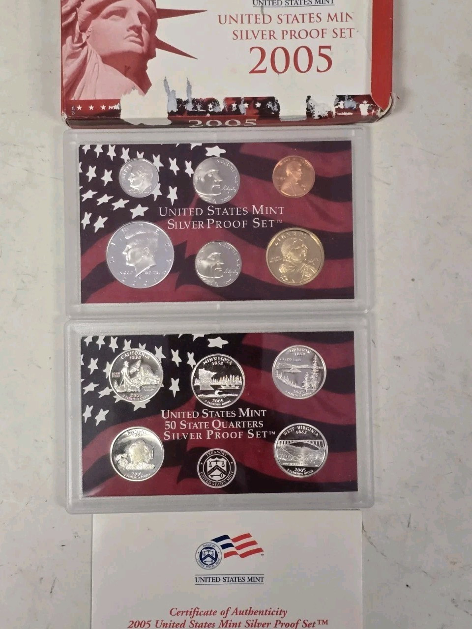 SS1105SXSCFO U.S. MINT 11 COIN YEAR 2005-S SILVER CAMEO PROOF SET MINT FRESH OGP