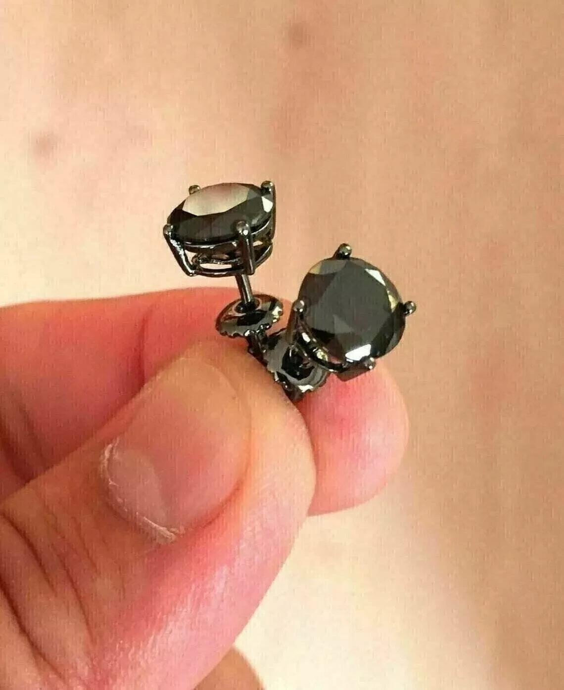 1 Ct Round Lab Created Diamond Men's/Women Stud Earrings 14K Black Gold Plated
