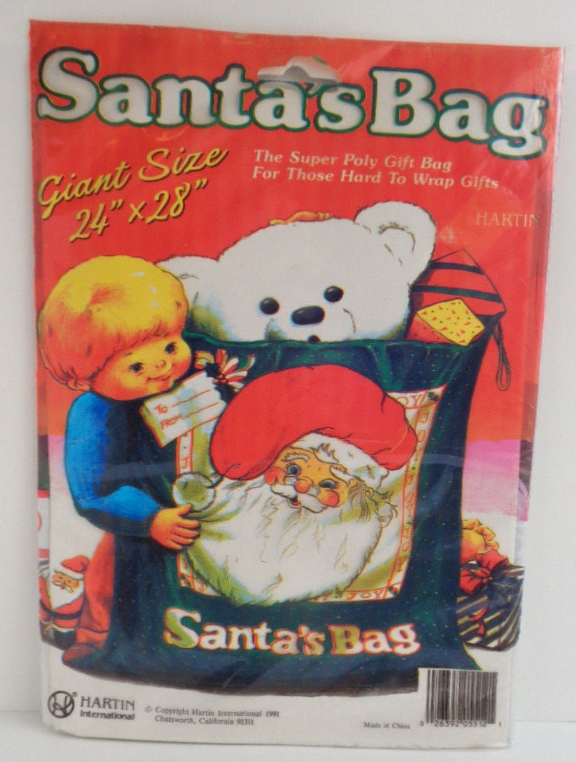 Santa's Bag The Super Poly Gift Bag, 24" x 28", NOS, 1991