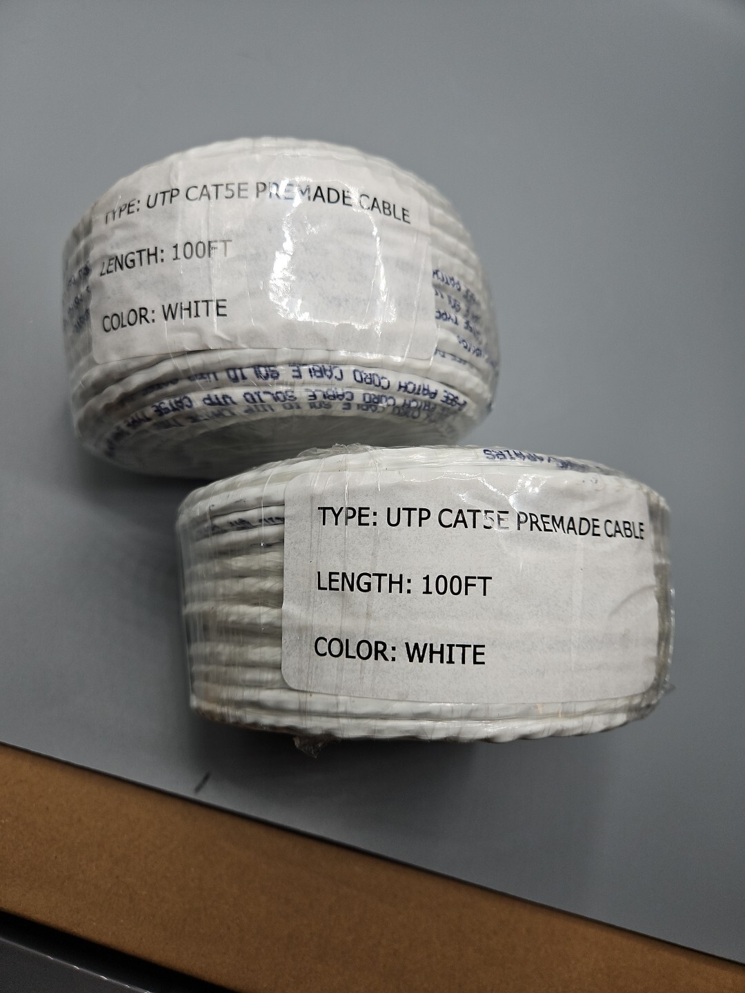 2 UTP CAT5E Premade Cable 100 Ft White BRAND NEW & FACTORY SEALED