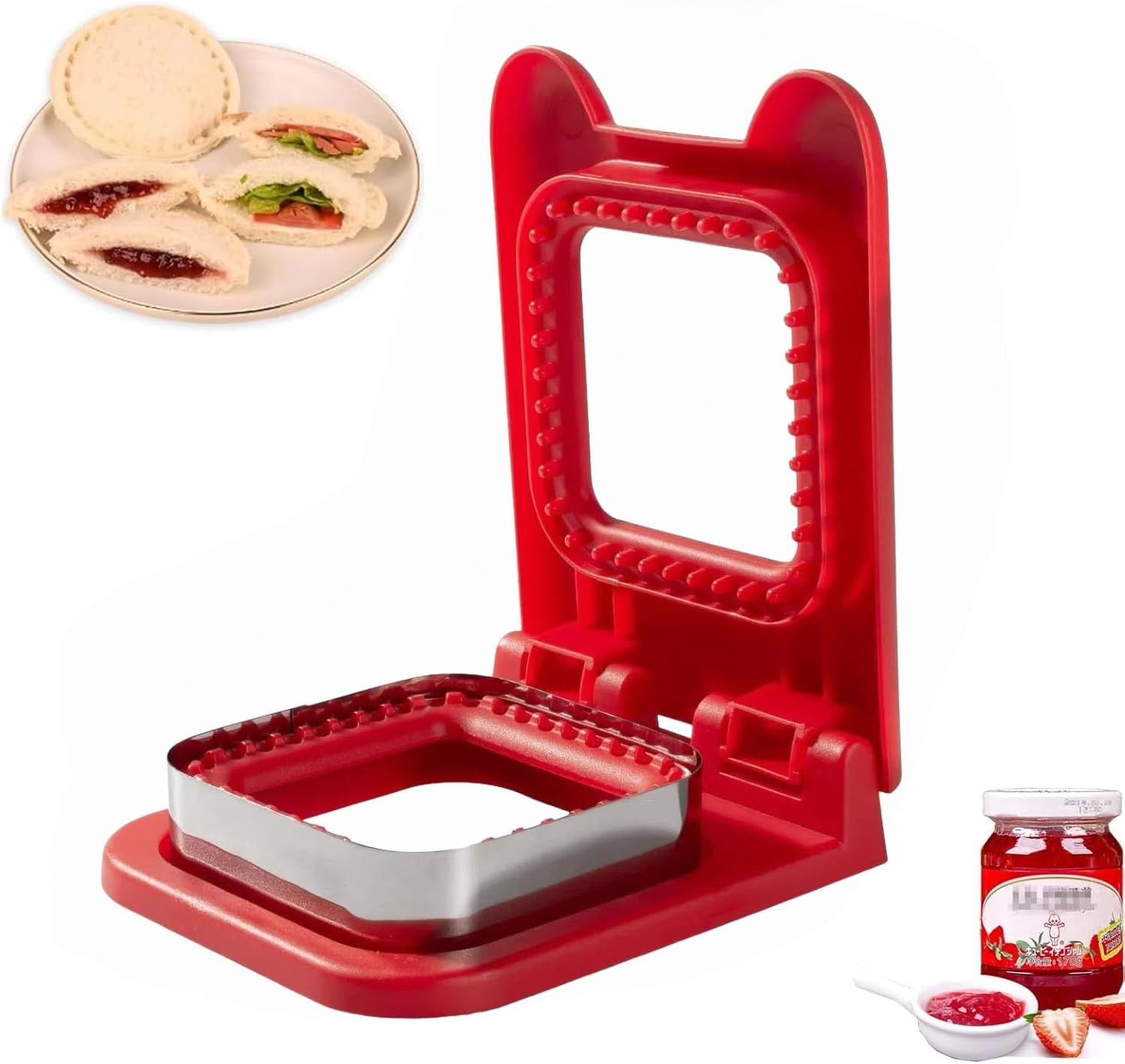 Sandwich Cutter and Sealer, Square Pocket Sandwiches Cutter Uncrustables Maker,