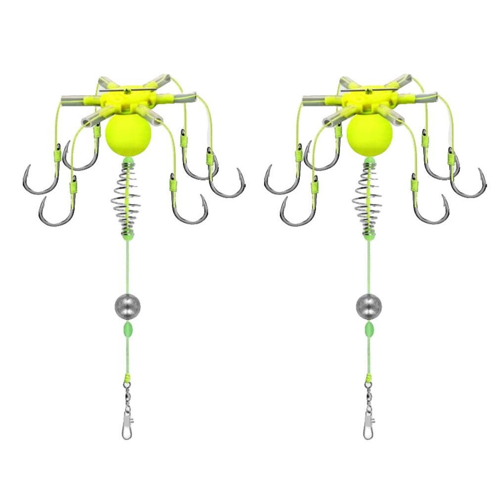 Six Hook Carbon Steel Line Group Feeder Sinker Float Sharp Fishing Spring B F3I6