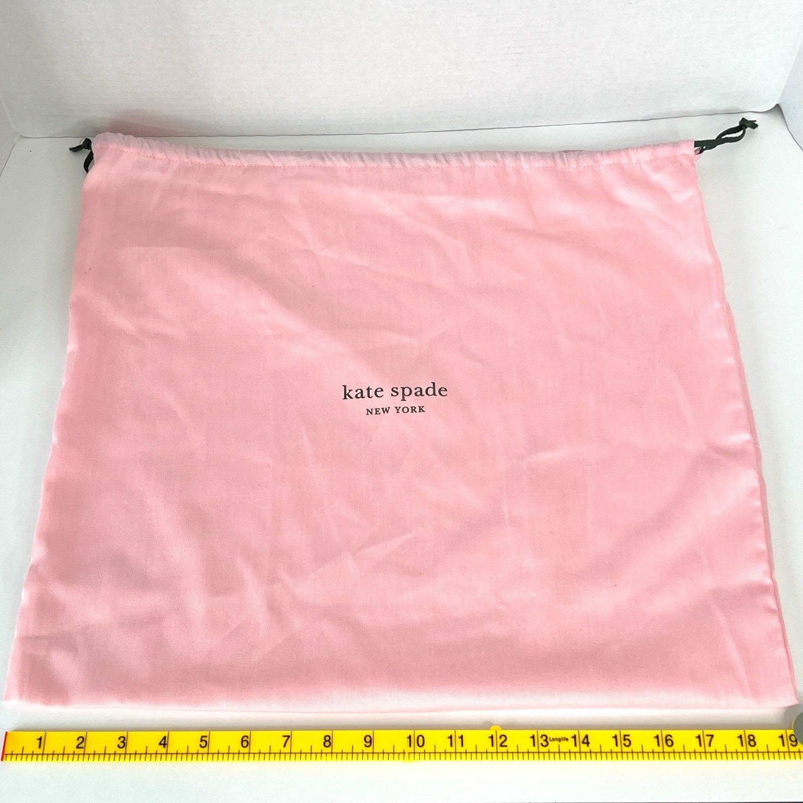 KATE SPADE New York Large Pink Dustbag 19" x 17" Pink Forest Green Drawstring