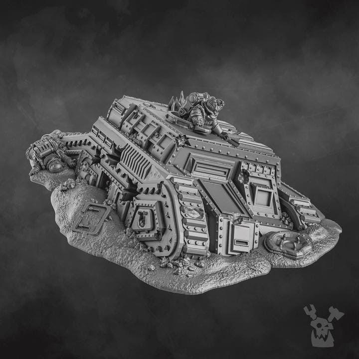Wrecked Tank Terrain - Crashed Battlefield Scatter - Grimdark Sci-Fi Wargaming