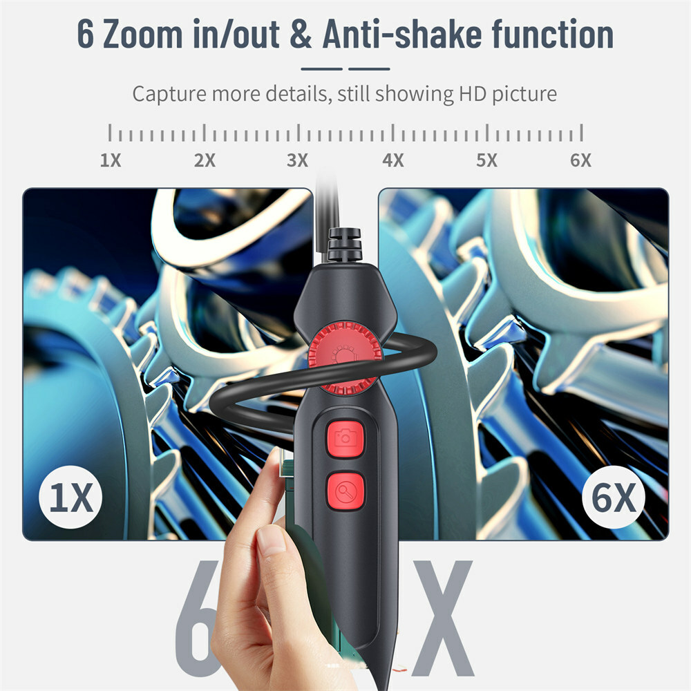 2.0MP HD Industrial Endoscope Borescope 7"IPS Screen 8mm Inspection Snake Camera