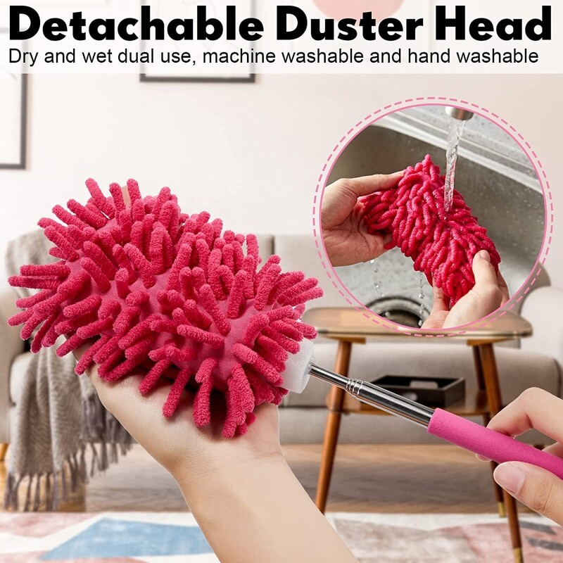 Extendable Adjustable Soft Chenille Duster Dusting Brush Cleaning Tool Washable