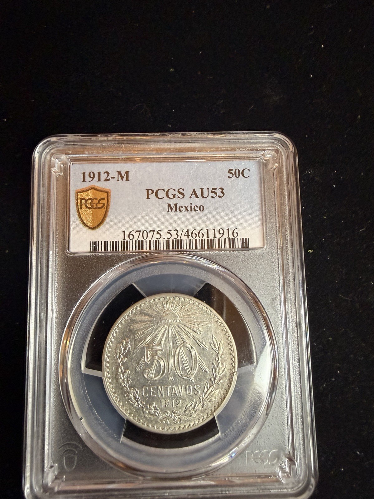 1912 Mexico 50 Centavos AU 53