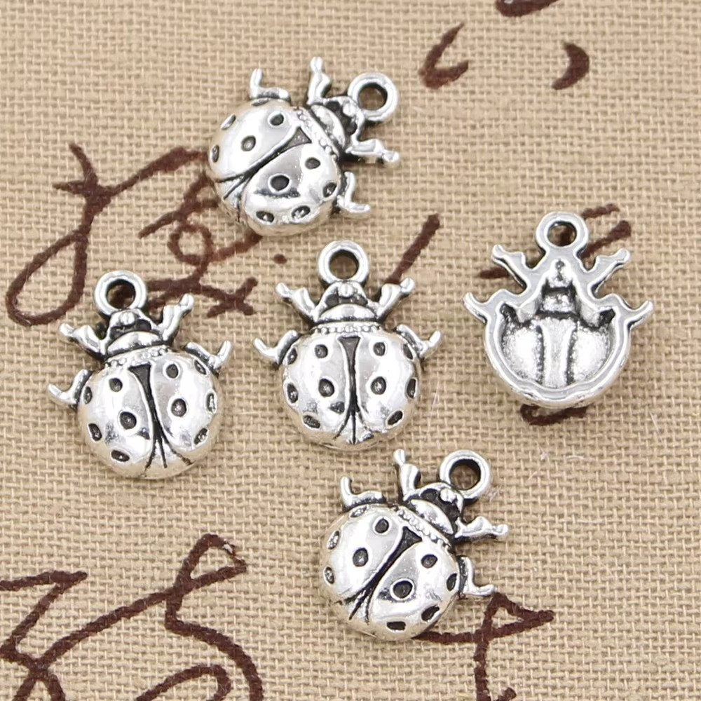 20pcs Ladybug 16x14mm Decorative Collectibles Color Plated Pendants Making DIY