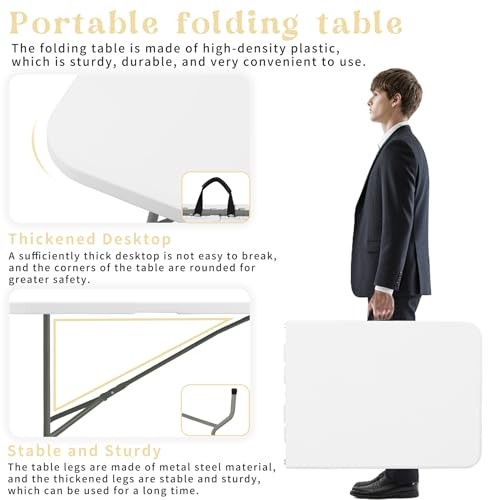 HAISIWLKJ FOLDING TABLE 6 FT LIGHTWEIGHT CAMPING TABLE - Scratch & Dent