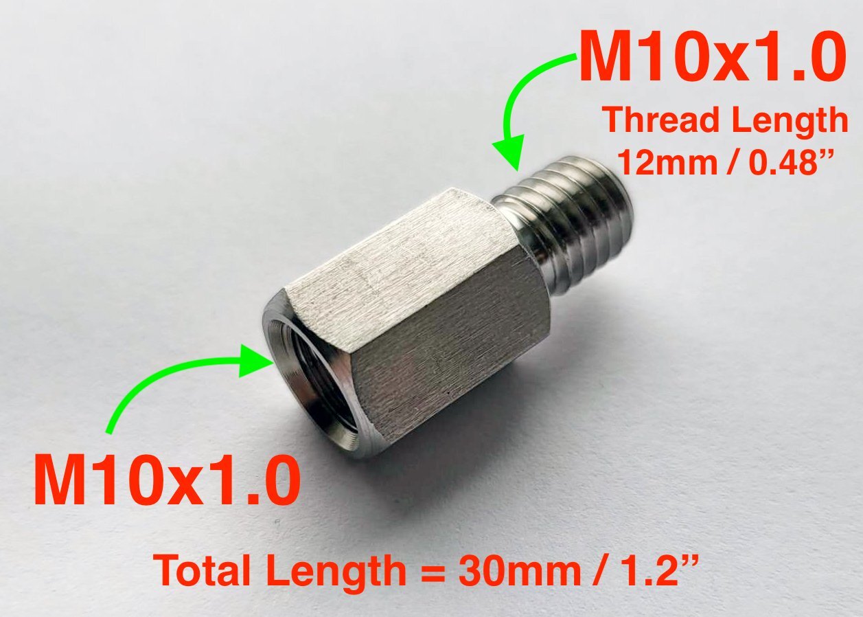 M10x1.0 Male to Female Stainless Sensor Fittings Conversion Coupler Adapter