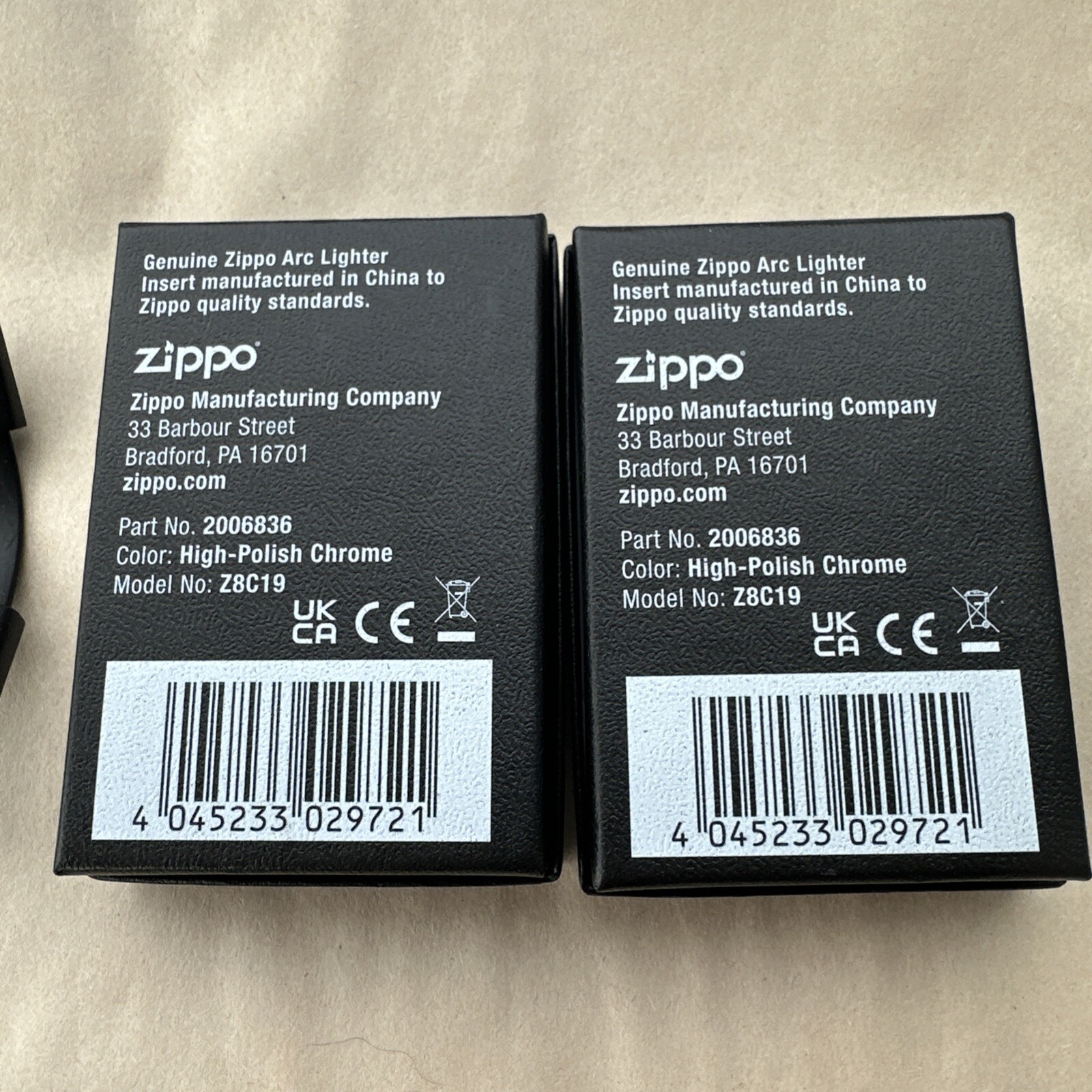 2 X Zippo Arc Lighter Insert. NEW UNUSED.