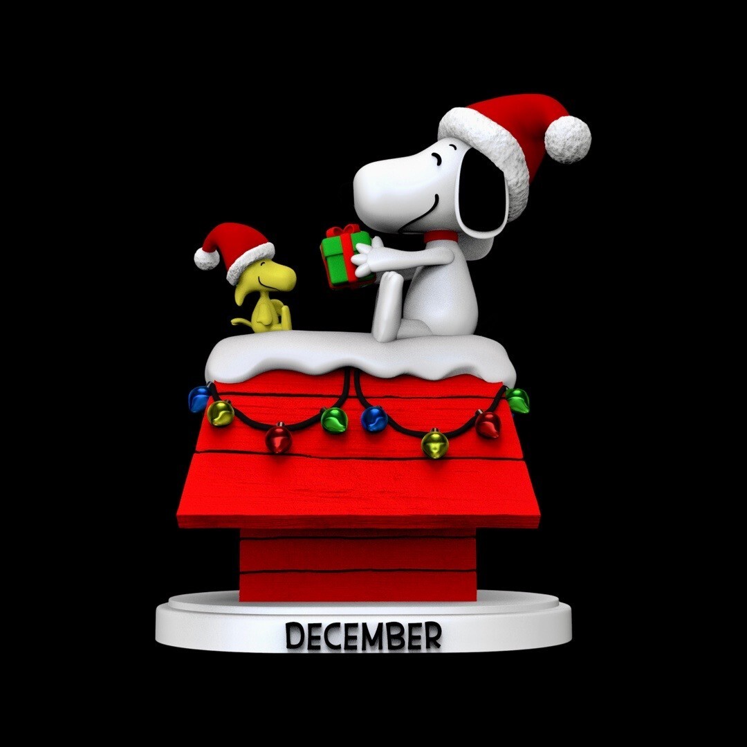 UNPAINTED Peanuts Snoopy Christmas Diorama 3D Printed Model Kit 9" Tall (12-22)