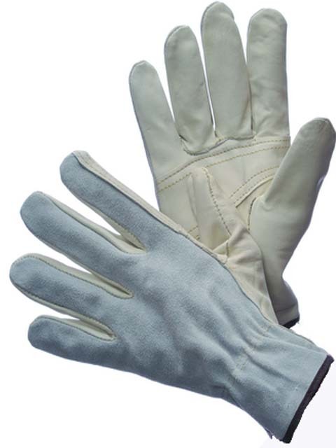2 PAIRS DRIVER WORK GLOVES, KEYSTONE, COW GRAIN WITH SPLIT LEATHER BACK - XL
