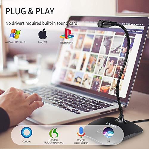 USB Computer Microphone w/Mute Button Plug&Play Condenser PS4 Mic LED Indicator