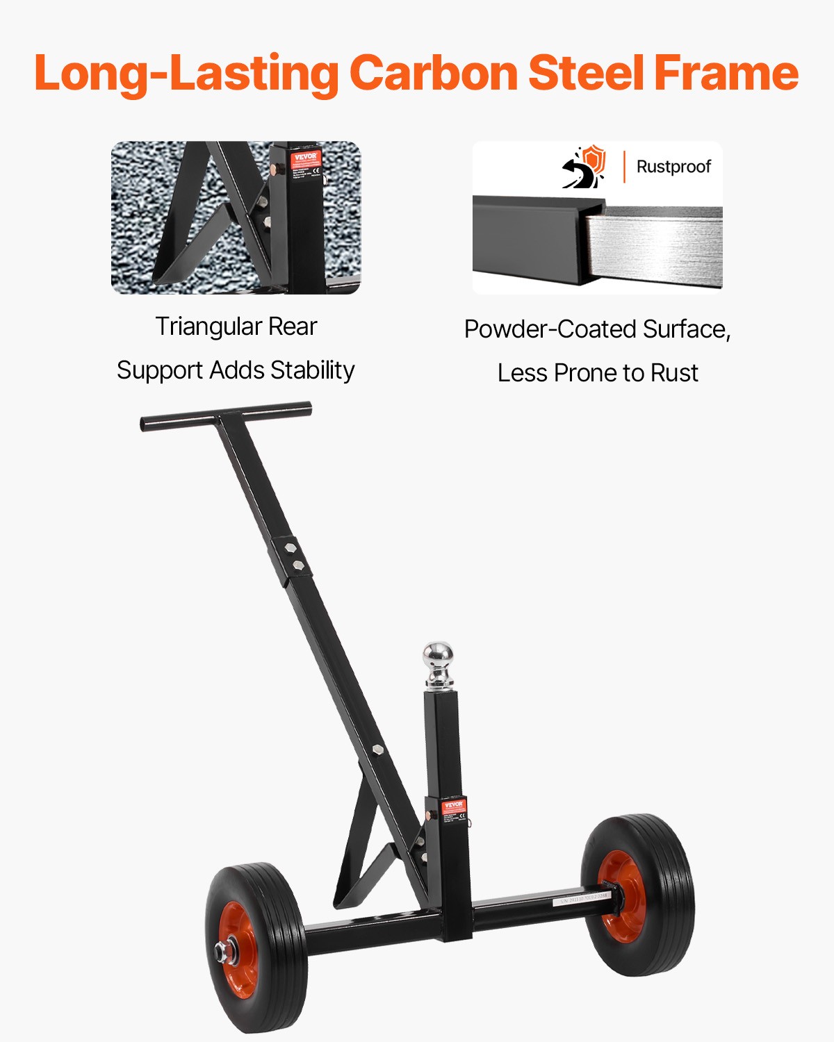 600lbs Trailer Dolly 16.5 and 22 in Height 1-7/8 in Ball Solid Tires