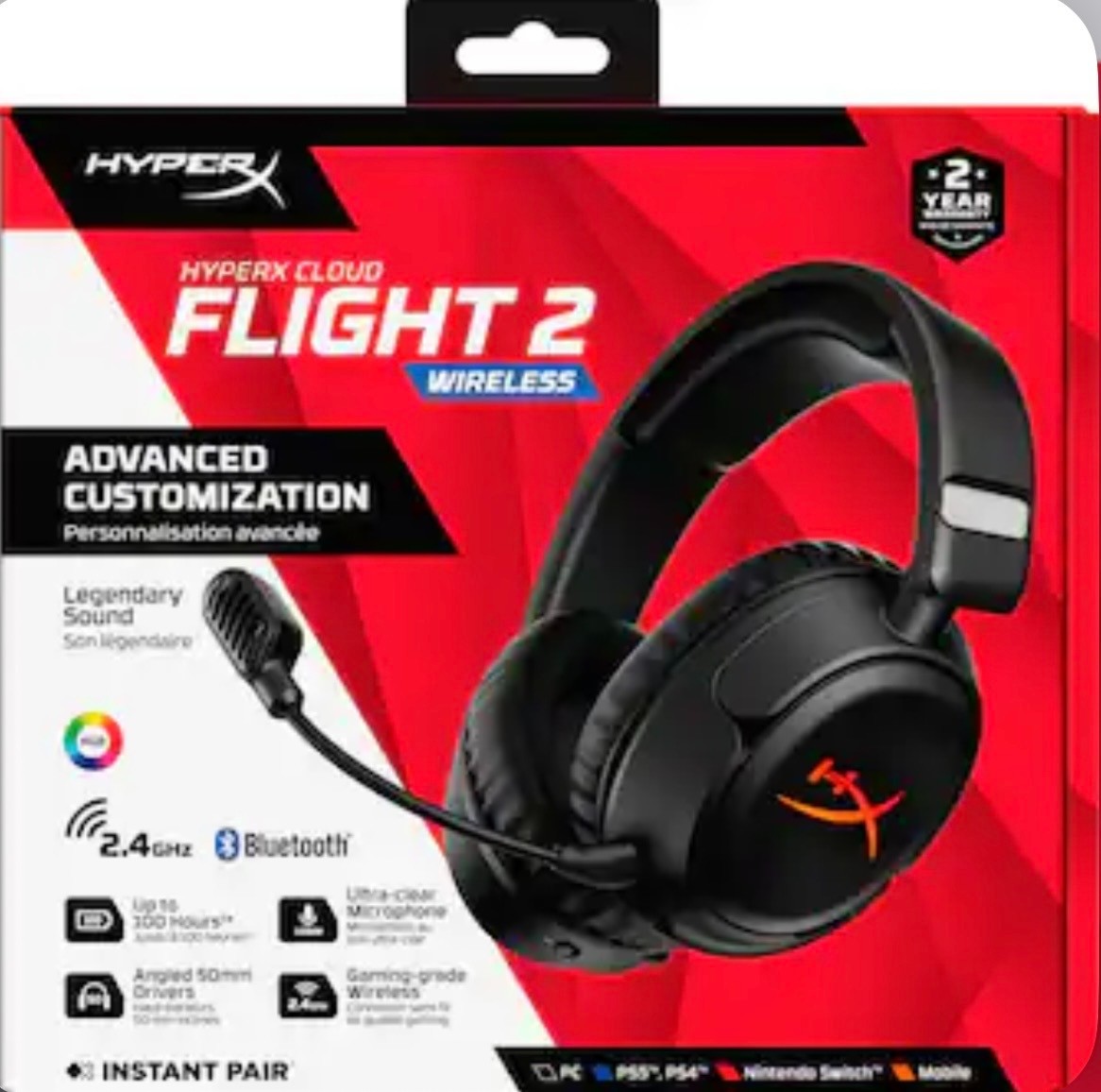 HyperX Cloud Flight 2 – Wireless Gaming Headset, Customizable RGB NEW SEALED