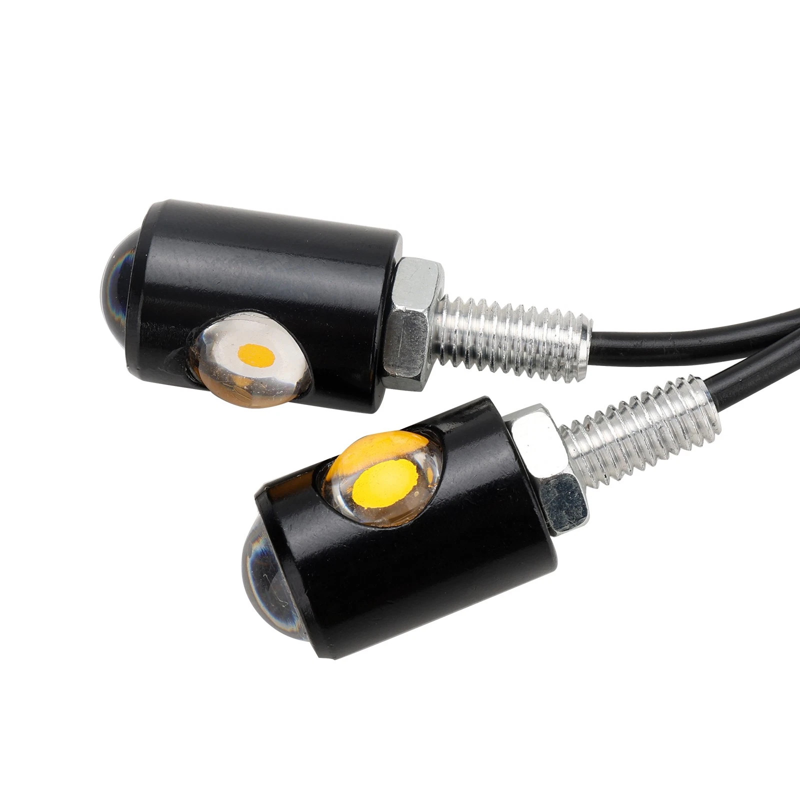 2X Mini LED Motorcycle Turn Signals Indicator Amber Blinker Light Universal Lamp