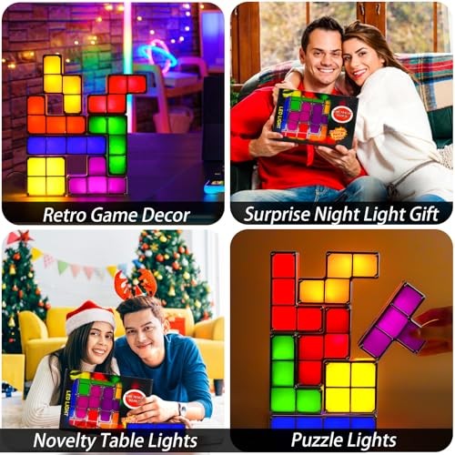 Tangram Stackable Night Light, LED 7 Colors Induction Interlocking Desk Plug