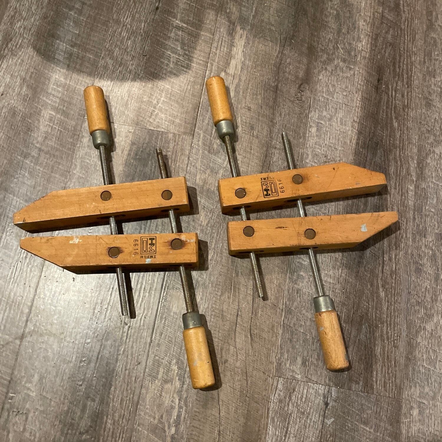 Set of Vintage Hempe 6616  10inch wooden Hand Screw Clamp