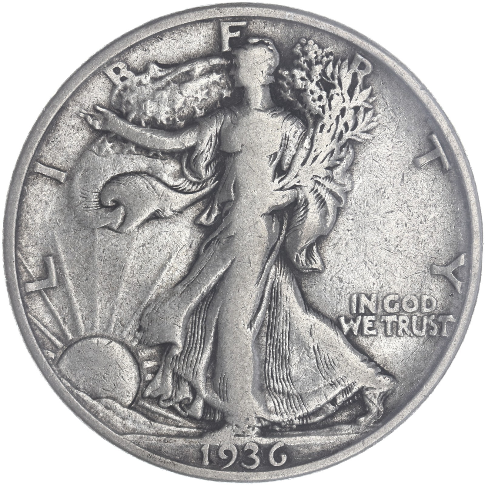 1936 D Walking Liberty Half Dollar Very Good 90% Silver See Pics O980