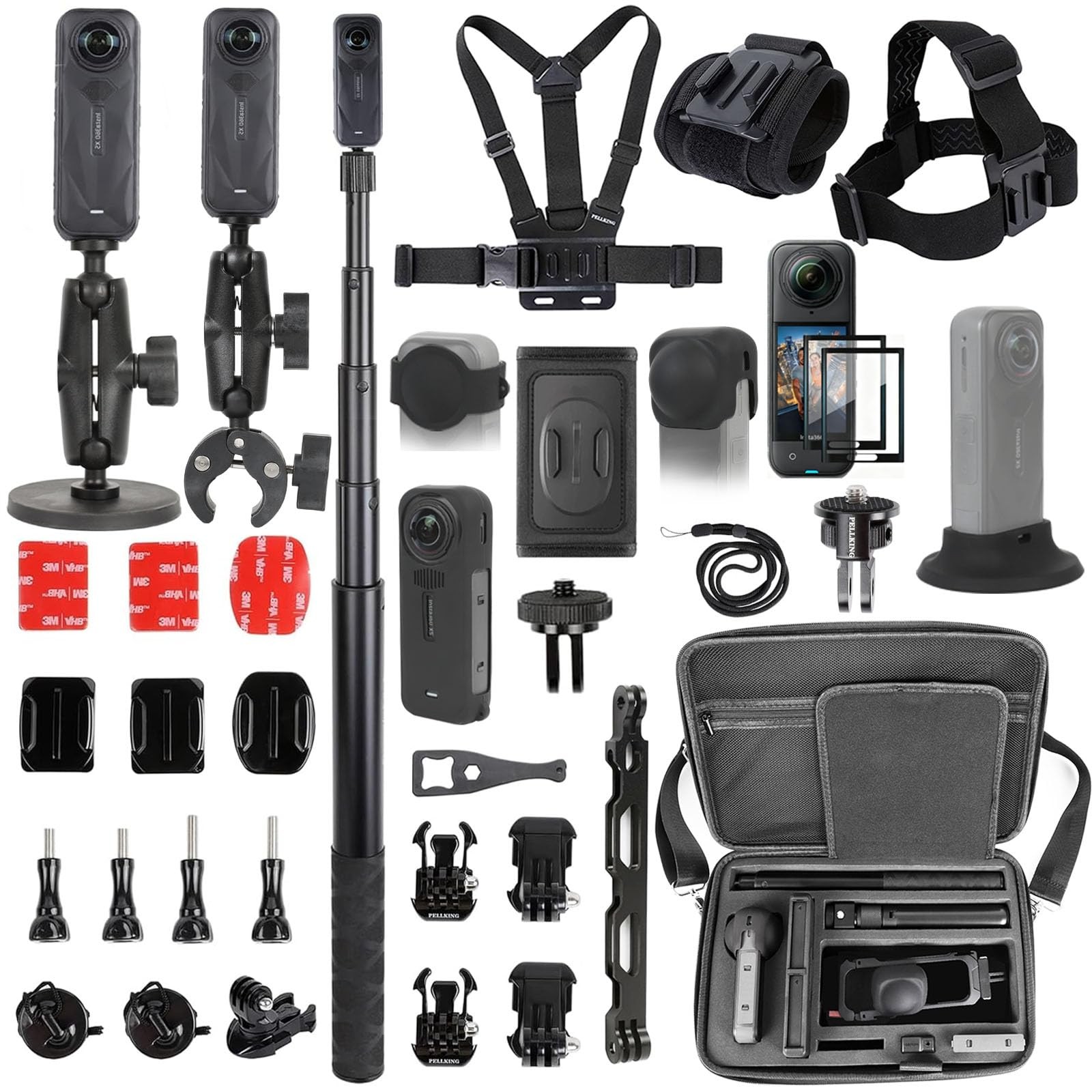 PellKing Accessories Kit for insta360 X5,Included Black with metallic accents