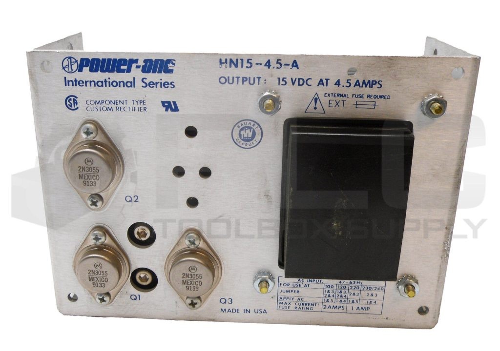 POWER  ONE HN15-4.5-A INTERNATIONAL SERIES CUTOM RECTIFIER POWER SUPPLY 15VDC