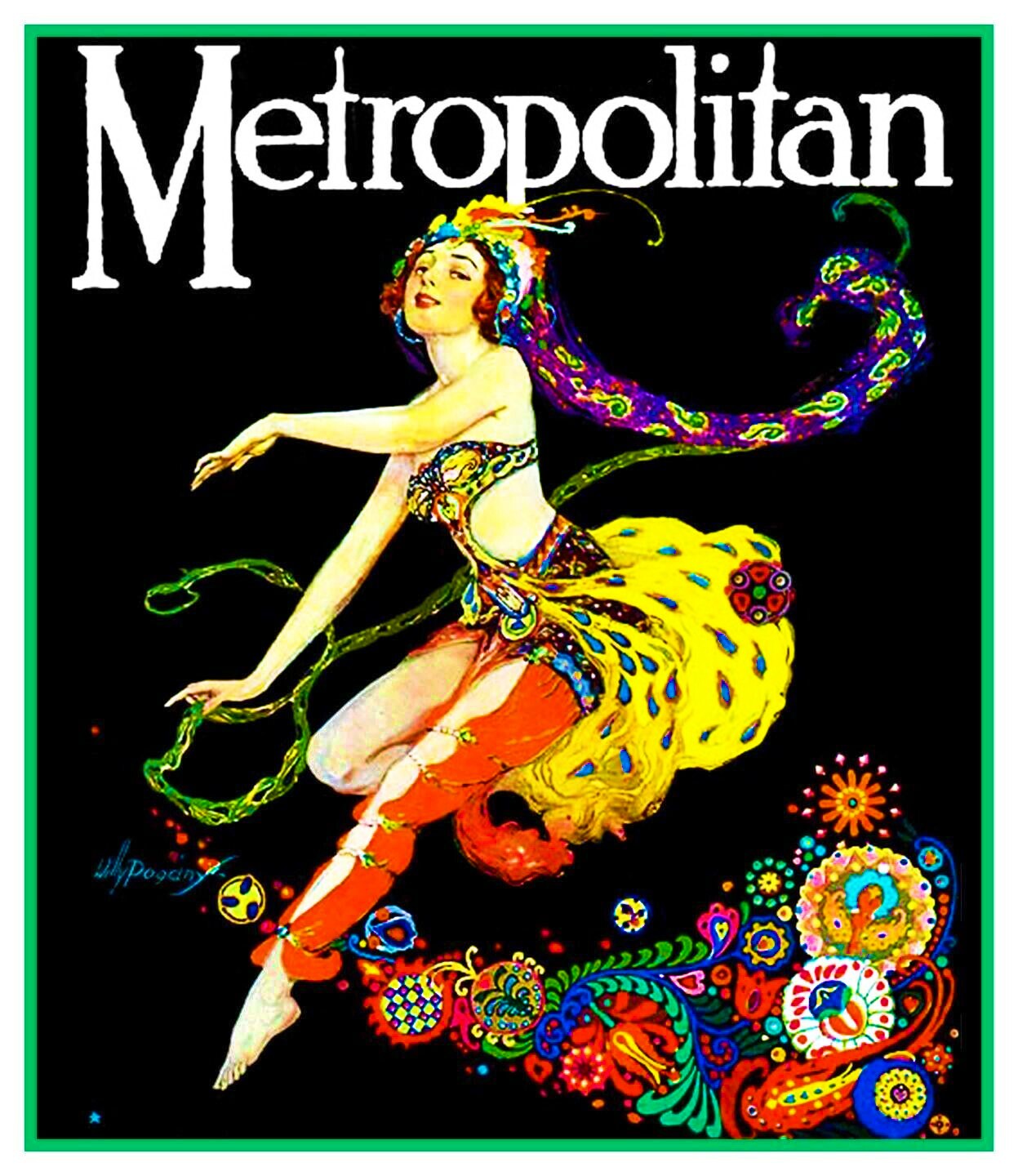 Willy Pogany Art Nouveau Dancer Counted Cross Stitch Chart Pattern