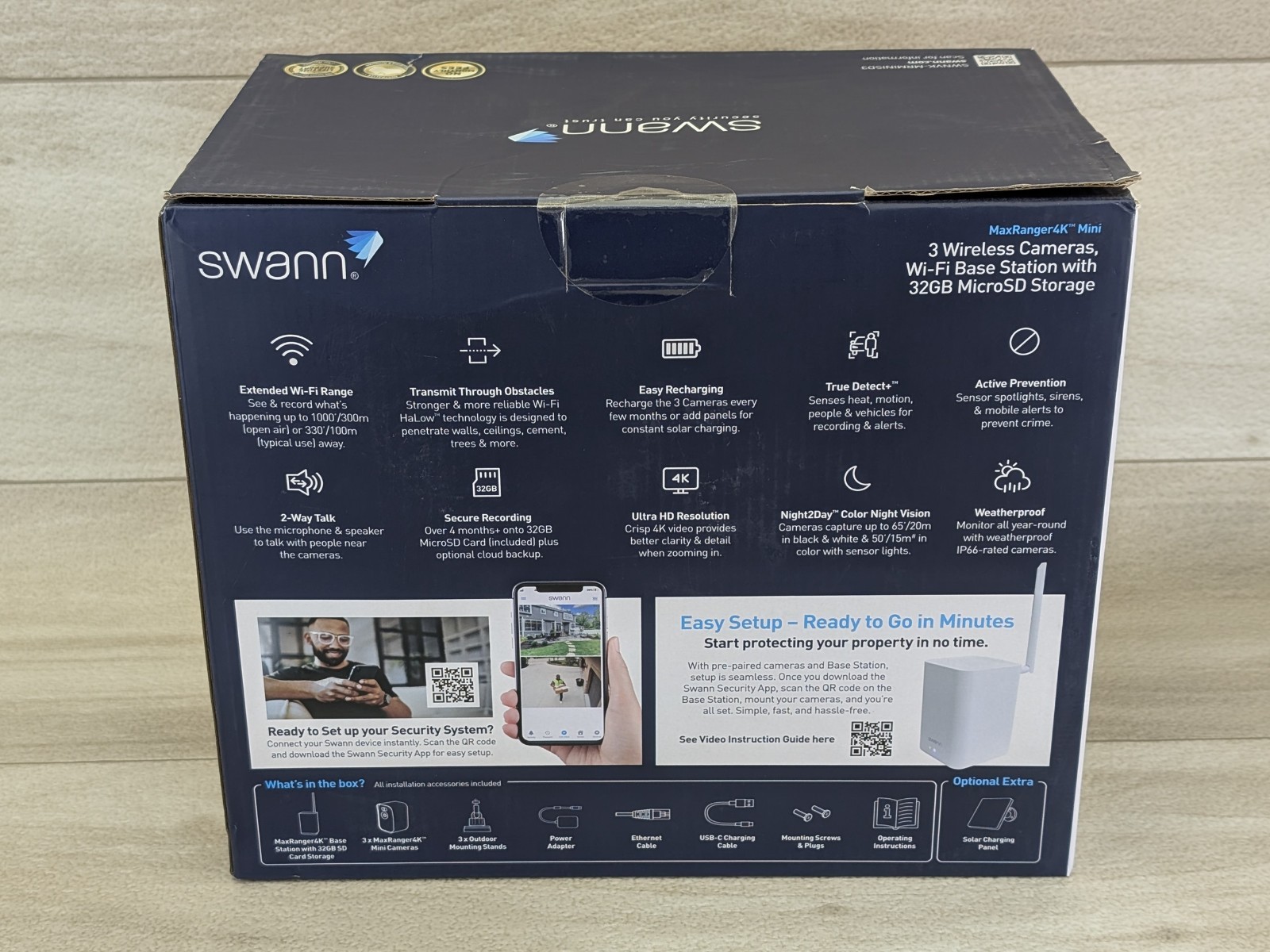Swann MaxRanger4K 3-Camera Long-Range Wireless Security System Max Ranger 4K New